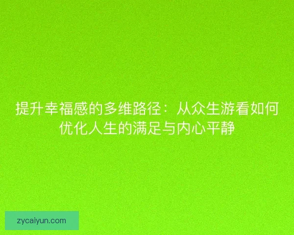 提升幸福感的多维路径：从众生游看如何优化人生的满足与内心平静